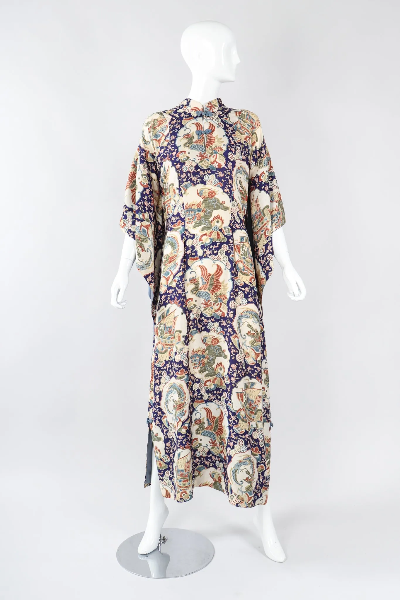 Japanese Folk Print Kimono Caftan