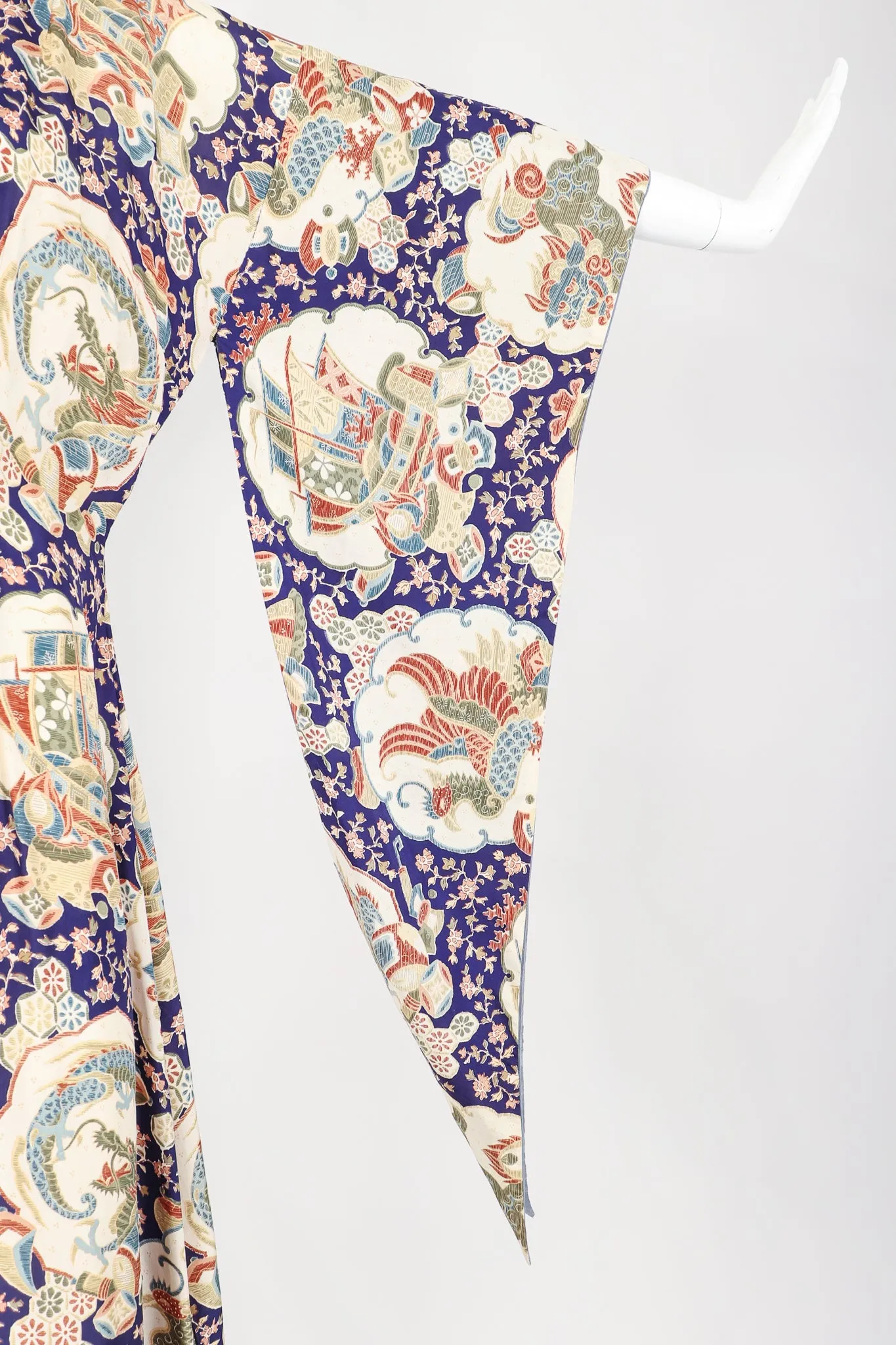 Japanese Folk Print Kimono Caftan