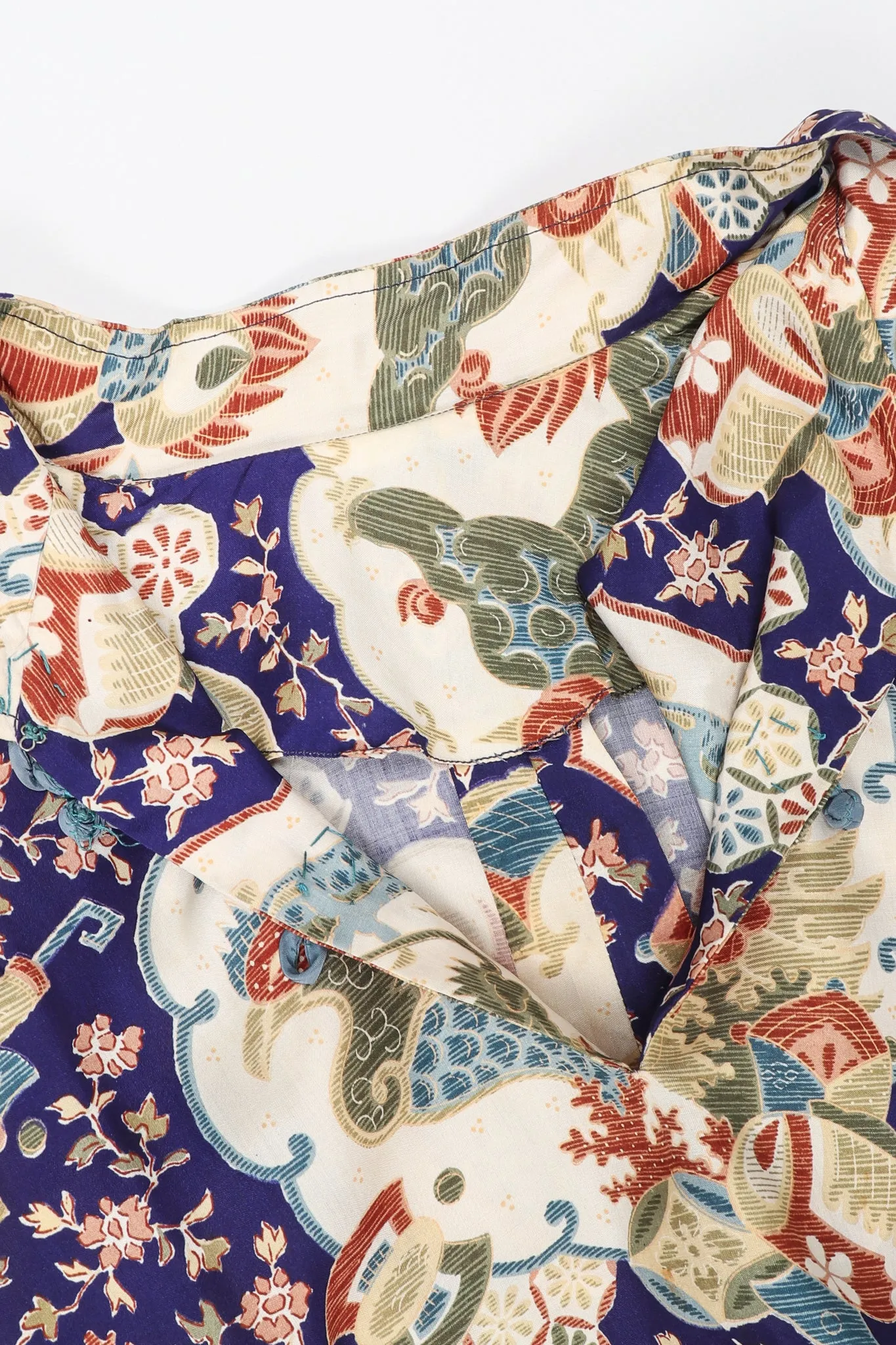 Japanese Folk Print Kimono Caftan