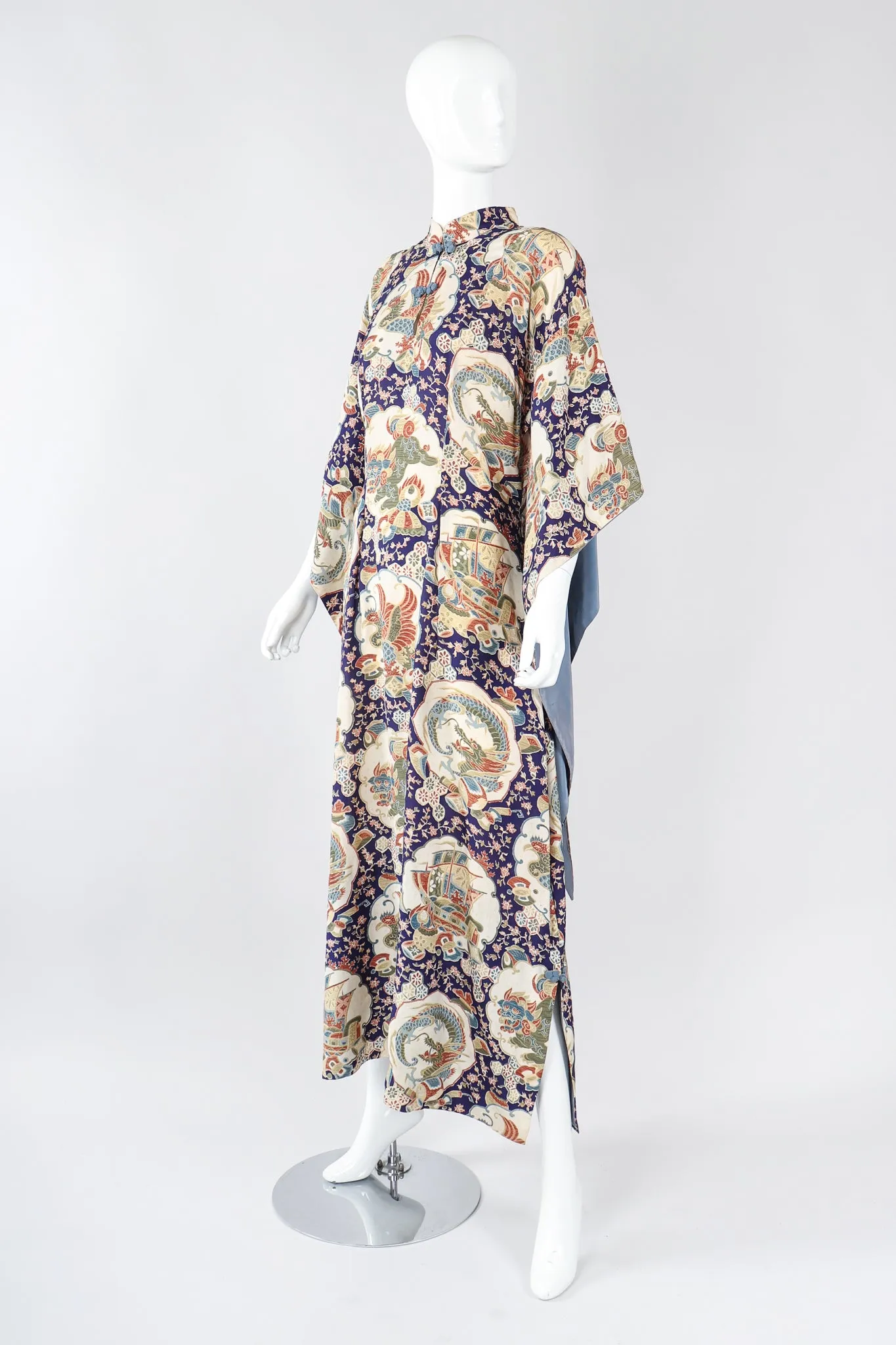 Japanese Folk Print Kimono Caftan