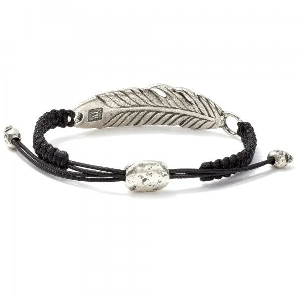 John Varvatos Sterling Silver Feather Adjustable Bracelet