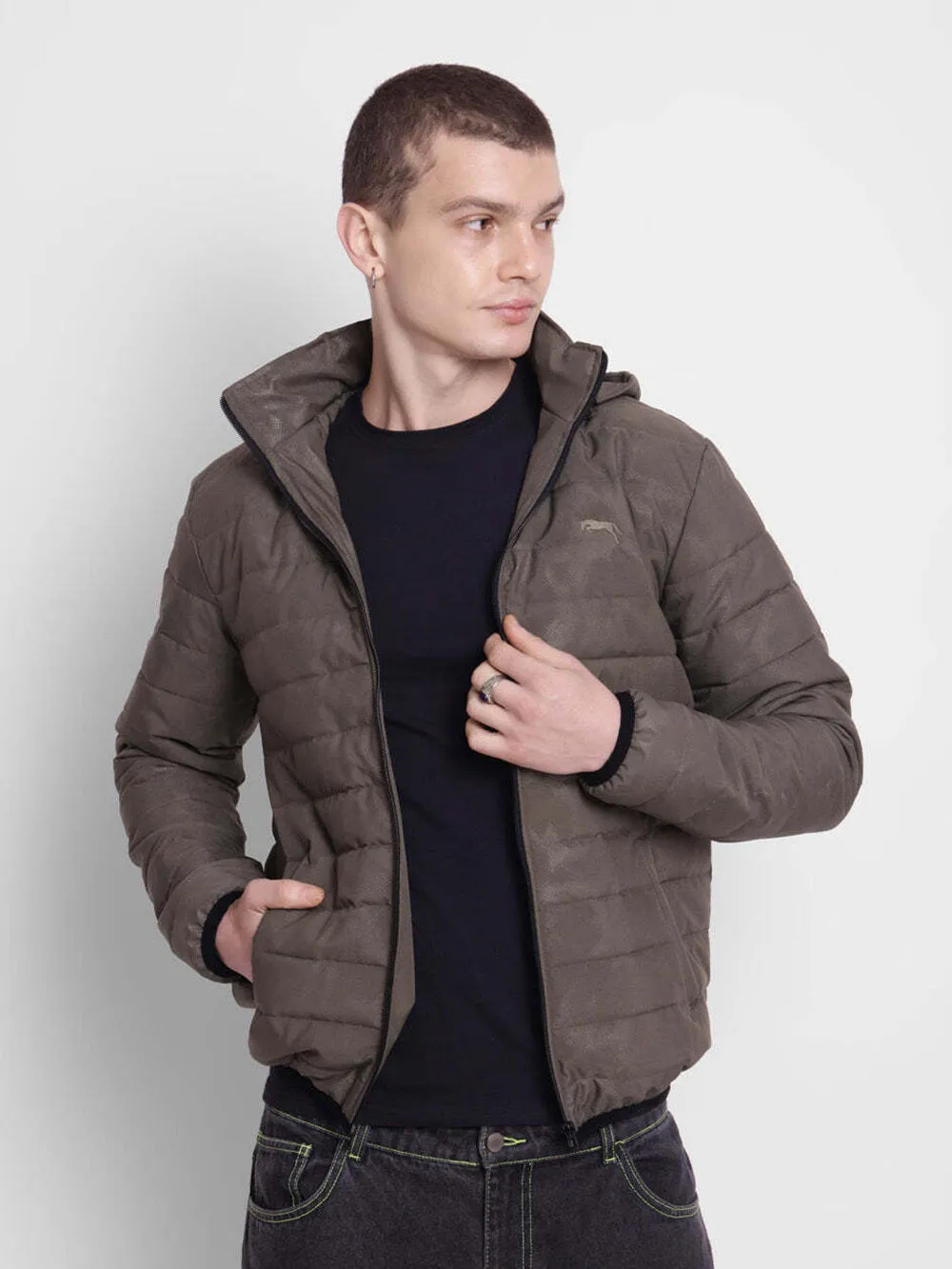 JUMP USA Men Olive Rapid-Dry Solid Sporty Jackets With Hood