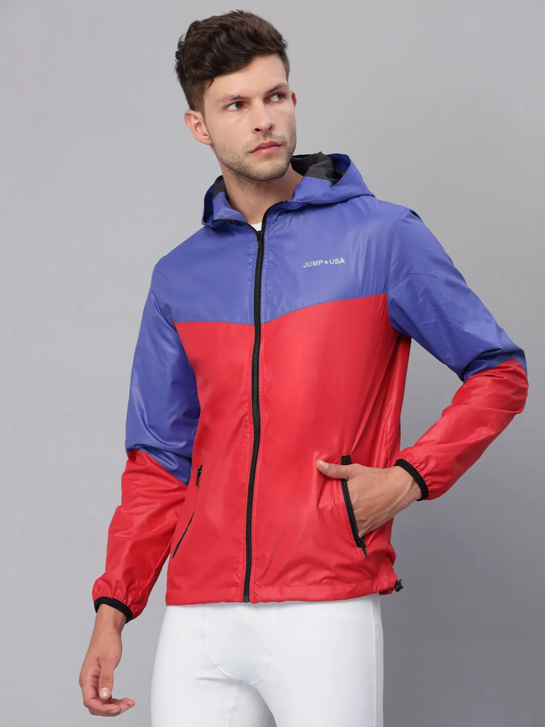 JUMP USA Men Royal Blue Rapid-Dry Solid Sporty Jackets