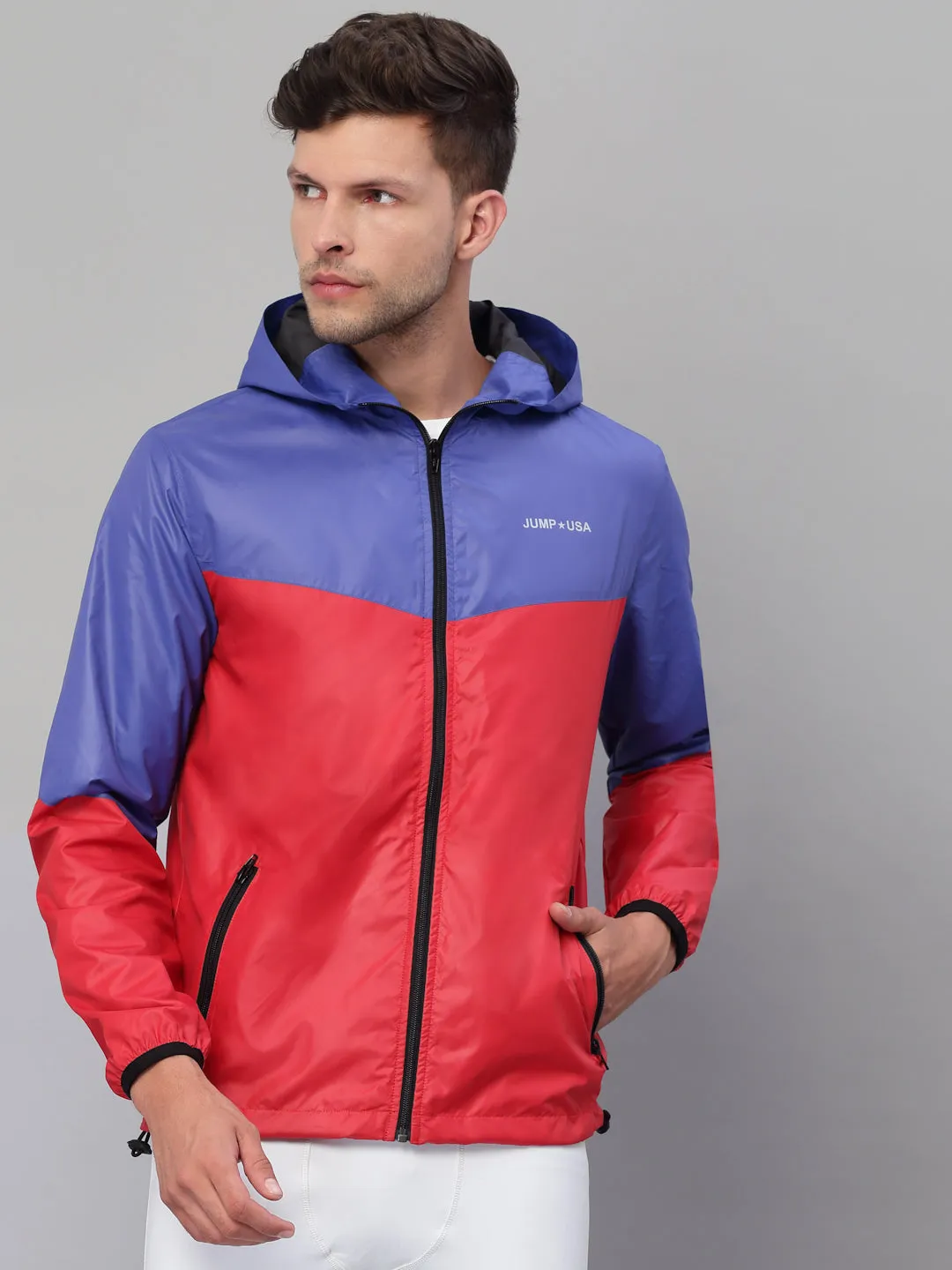 JUMP USA Men Royal Blue Rapid-Dry Solid Sporty Jackets