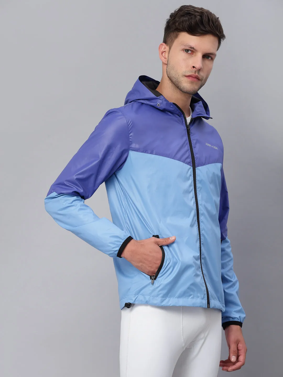JUMP USA Men Sky Blue Rapid-Dry Solid Sporty Jackets