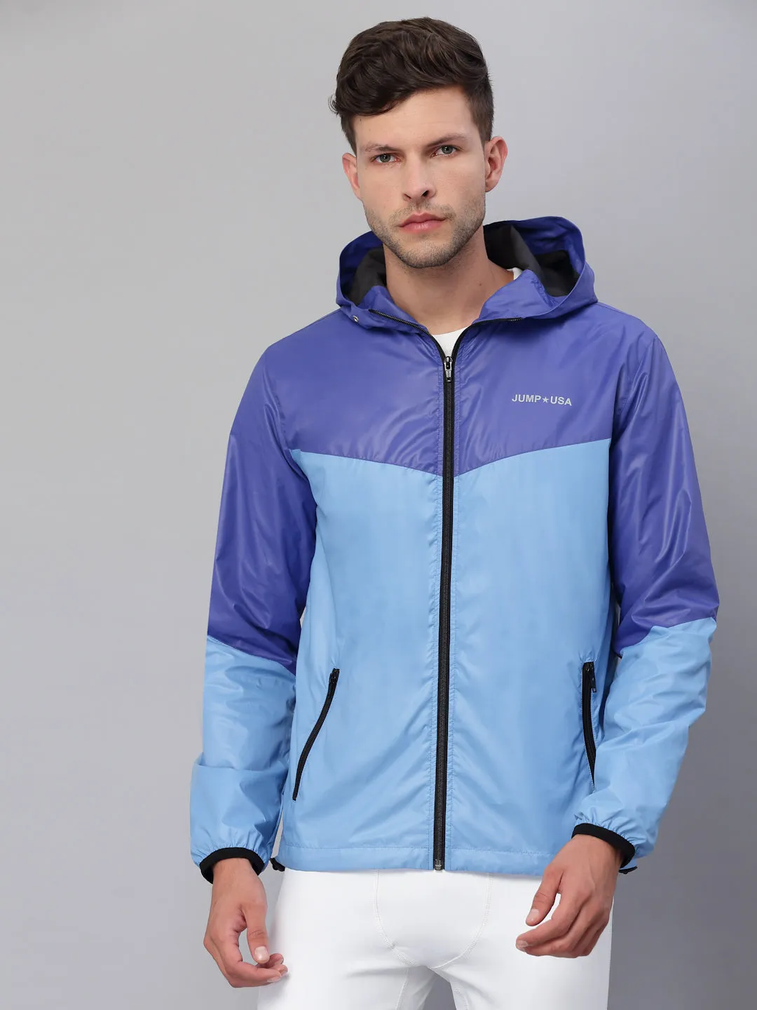 JUMP USA Men Sky Blue Rapid-Dry Solid Sporty Jackets