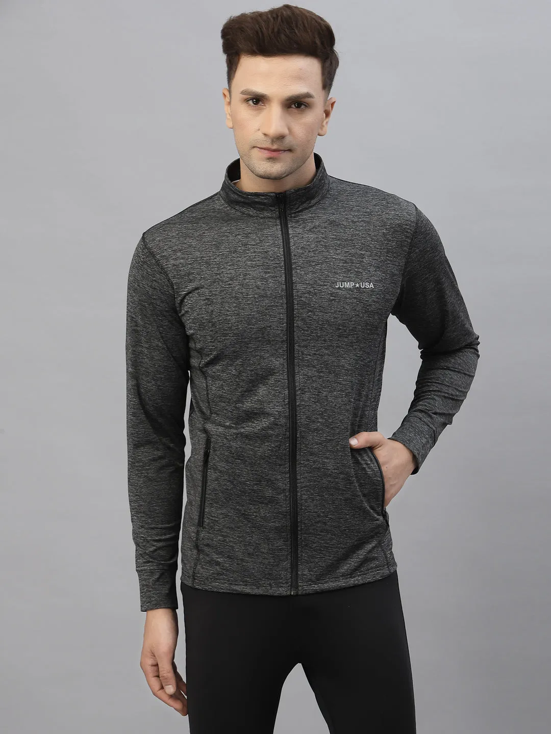 JUMP USA Training Men Black Rapid-Dry Solid Jackets