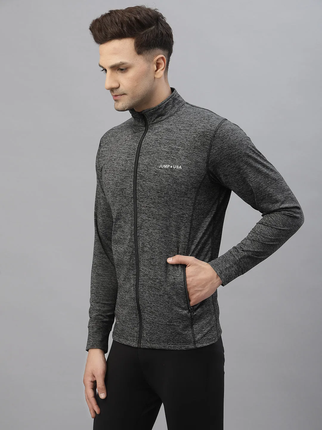 JUMP USA Training Men Black Rapid-Dry Solid Jackets