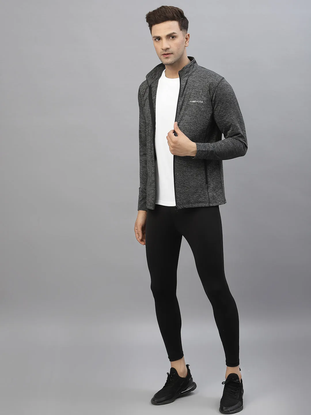 JUMP USA Training Men Black Rapid-Dry Solid Jackets