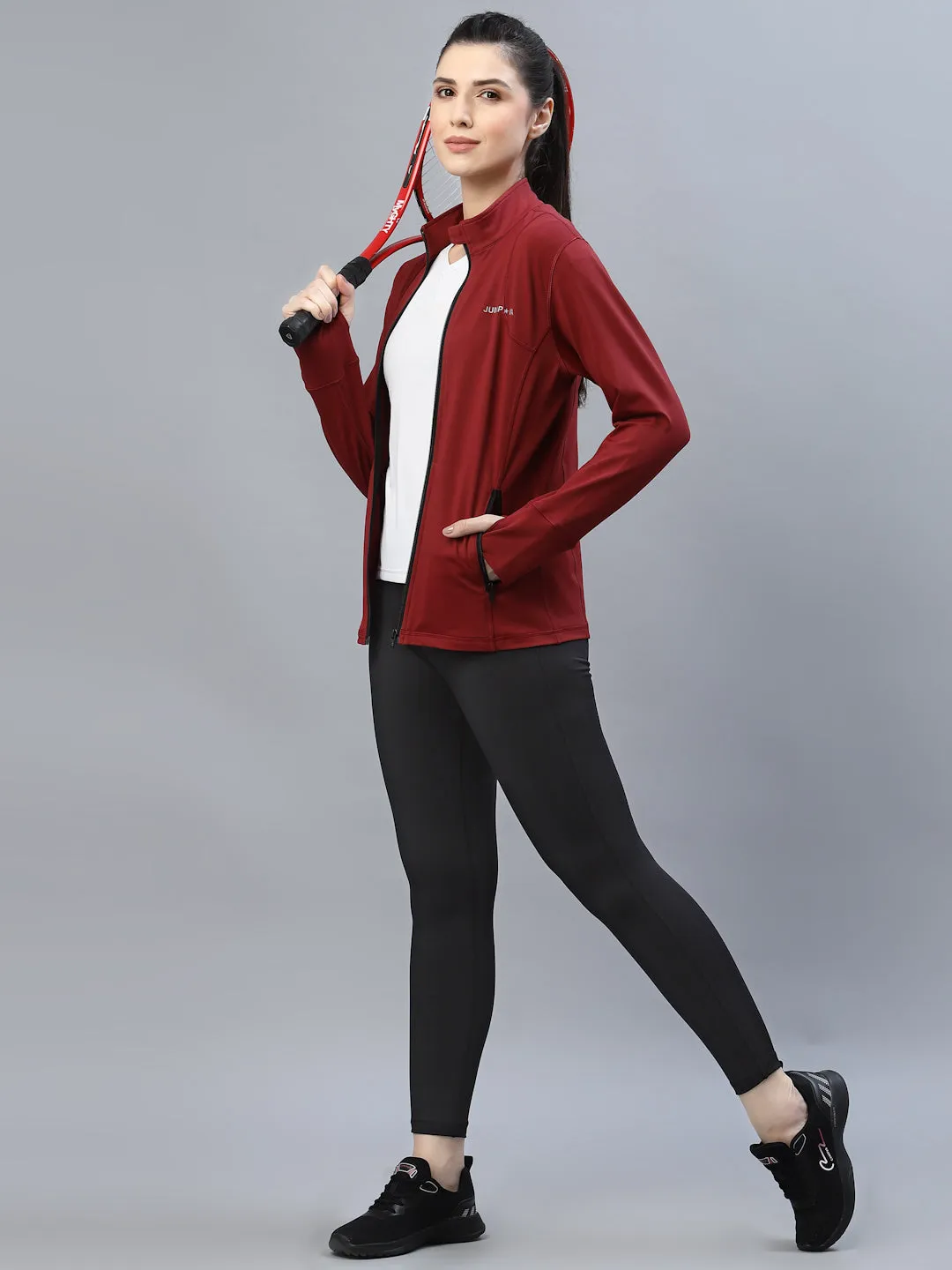 JUMP USA Women Solid Polyester Hiking Jacket
