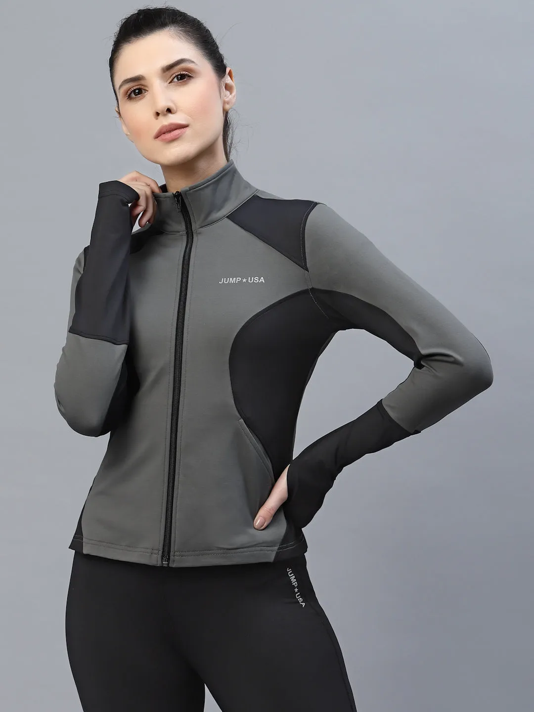JUMP USA Women Solid Polyester Hiking Jacket