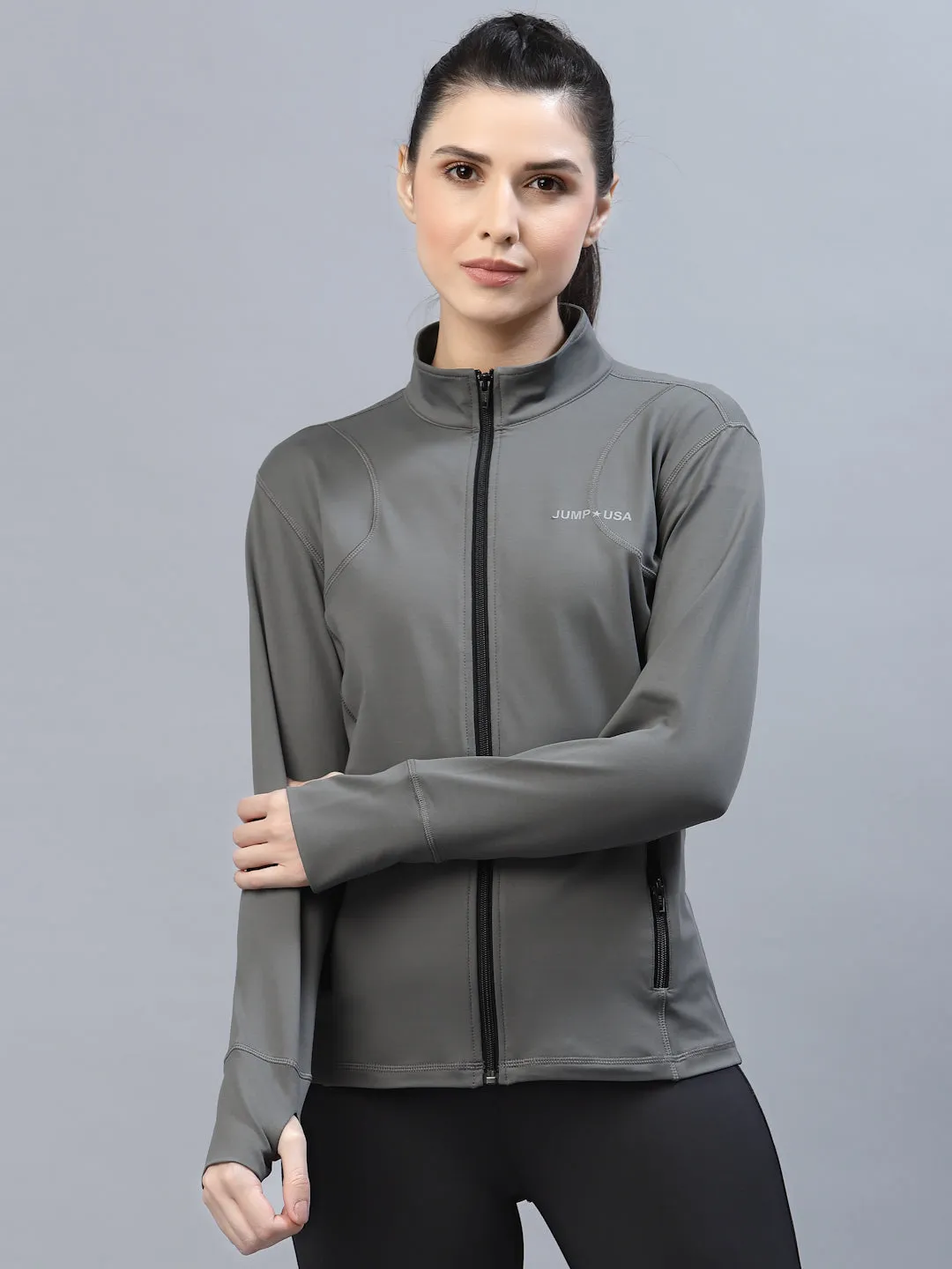 JUMP USA Women Solid Polyester Hiking Jacket