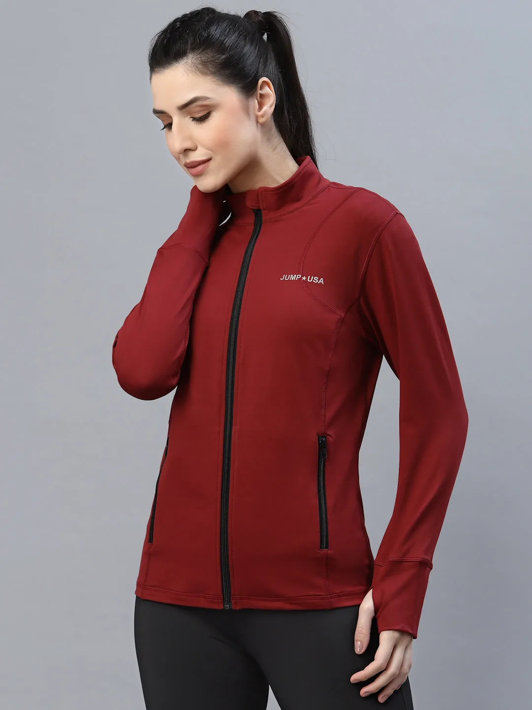 JUMP USA Women Solid Polyester Hiking Jacket