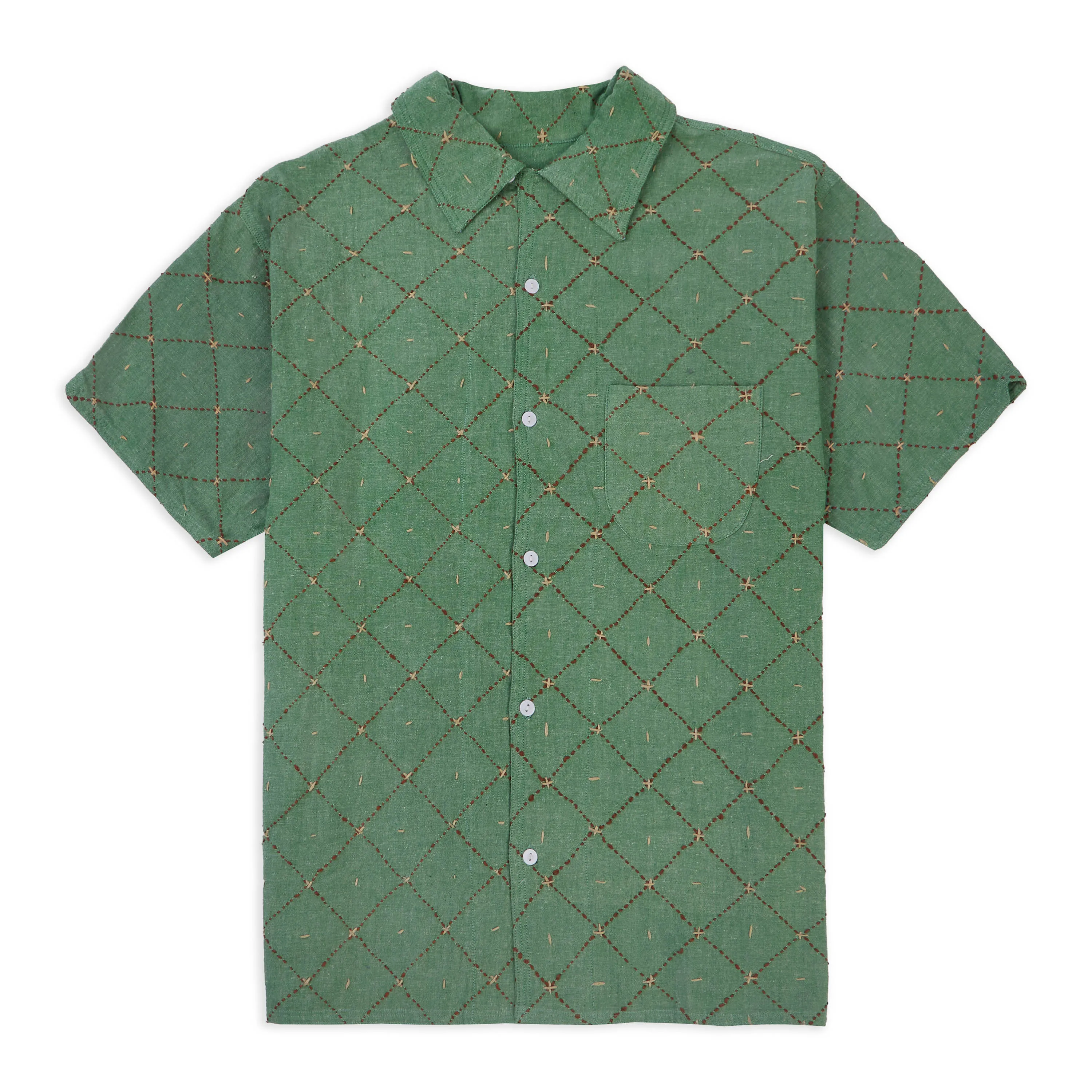 Kantha Short Sleeve Shirt - Green