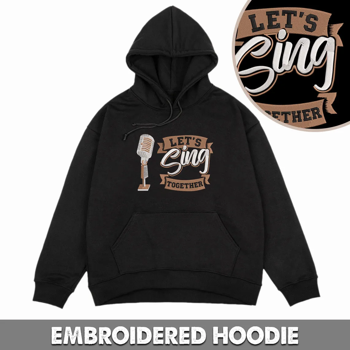 Karaoke Let's Sing Together Embroidered Sweatshirt   Hoodie