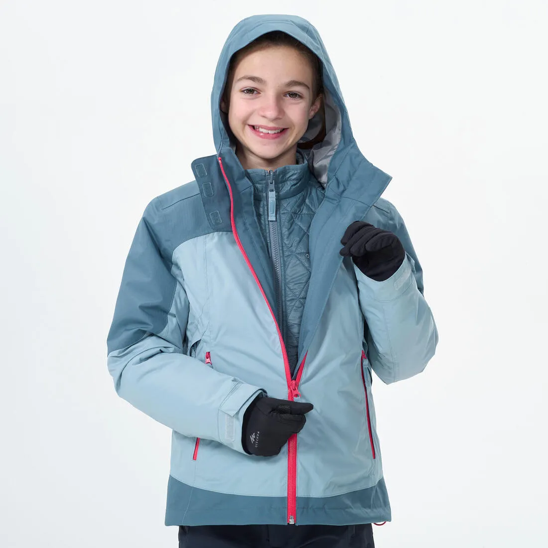 KIDS’ WARM AND WATERPROOF 3-in-1 HIKING JACKET - SH500  MTN -10°C - 7-15 YEARS