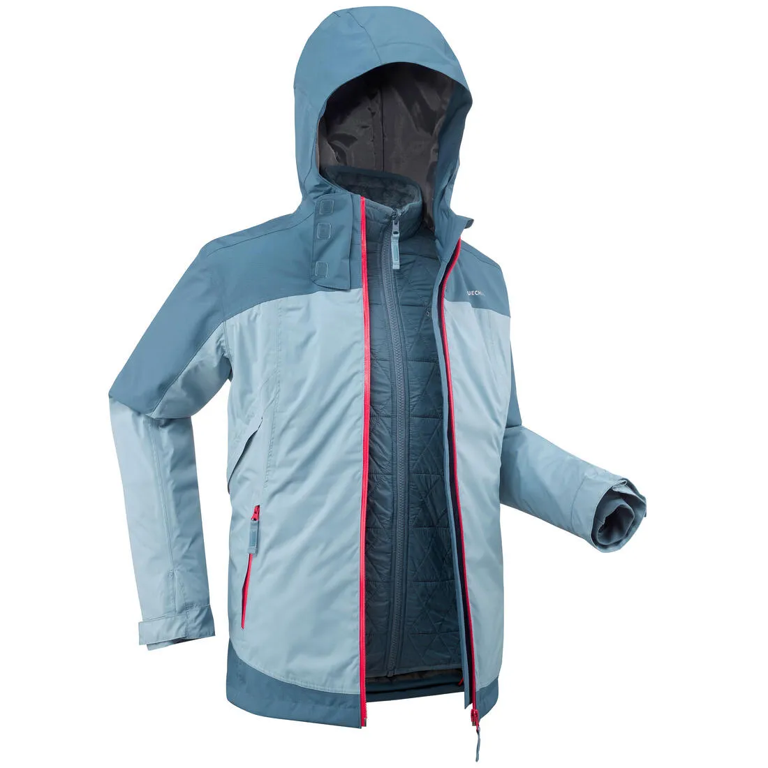 KIDS’ WARM AND WATERPROOF 3-in-1 HIKING JACKET - SH500  MTN -10°C - 7-15 YEARS