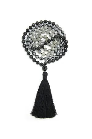 Labradorite, Obsidian & Hematite Ombre Mala Beads - "I am Order"