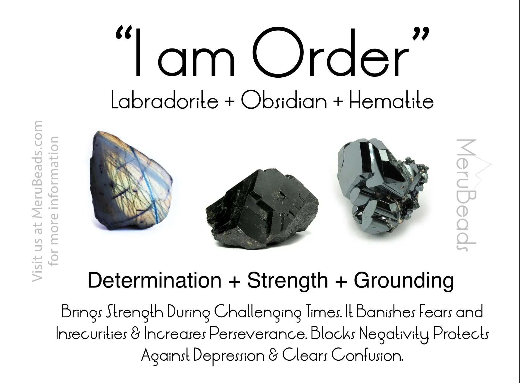 Labradorite, Obsidian & Hematite Ombre Mala Beads - "I am Order"