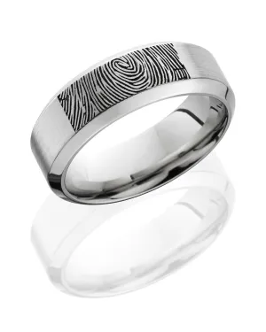 Lashbrook Cobalt Chrome Fingerprint Band 8mm Wide with Satin and Polished Finishes, CC8HB/LCVFINGERPRINT