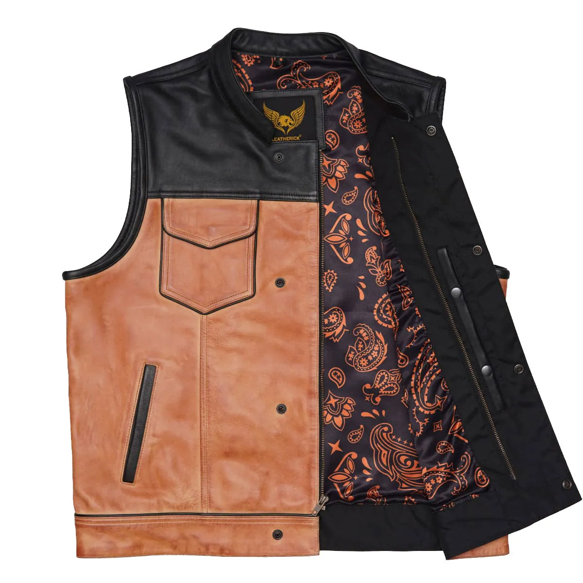 Leatherick Dual Closure Satin Lining Custom Biker Vest