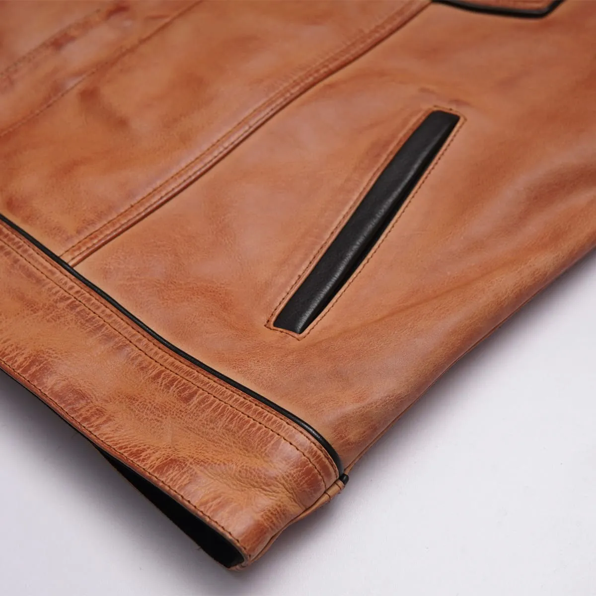 Leatherick Dual Closure Satin Lining Custom Biker Vest