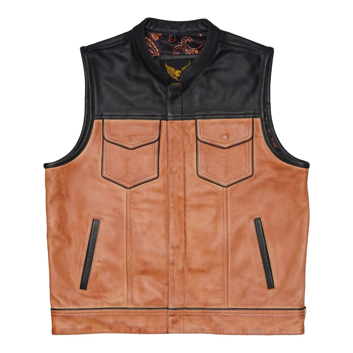 Leatherick Dual Closure Satin Lining Custom Biker Vest