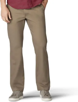 Lee Men's Extreme Motion Flat Front Regular Straight Pant Breen Brown 33x30