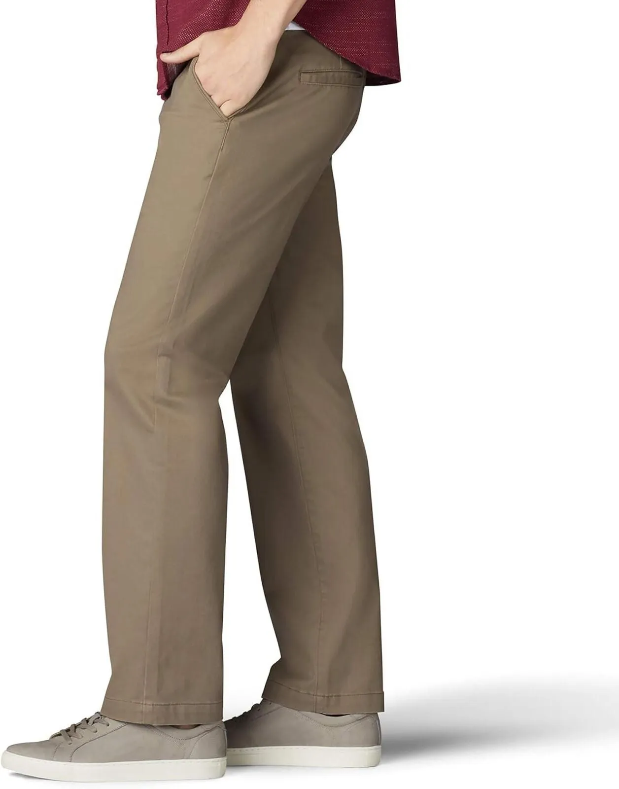 Lee Men's Extreme Motion Flat Front Regular Straight Pant Breen Brown 33x30