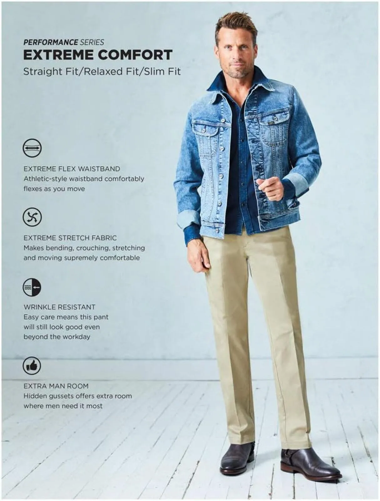 Lee Men's Extreme Motion Flat Front Regular Straight Pant Breen Brown 33x30