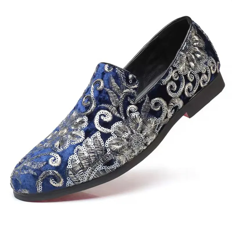 Male Luxurious Floral Sequined Wedding Party Dress Shoes