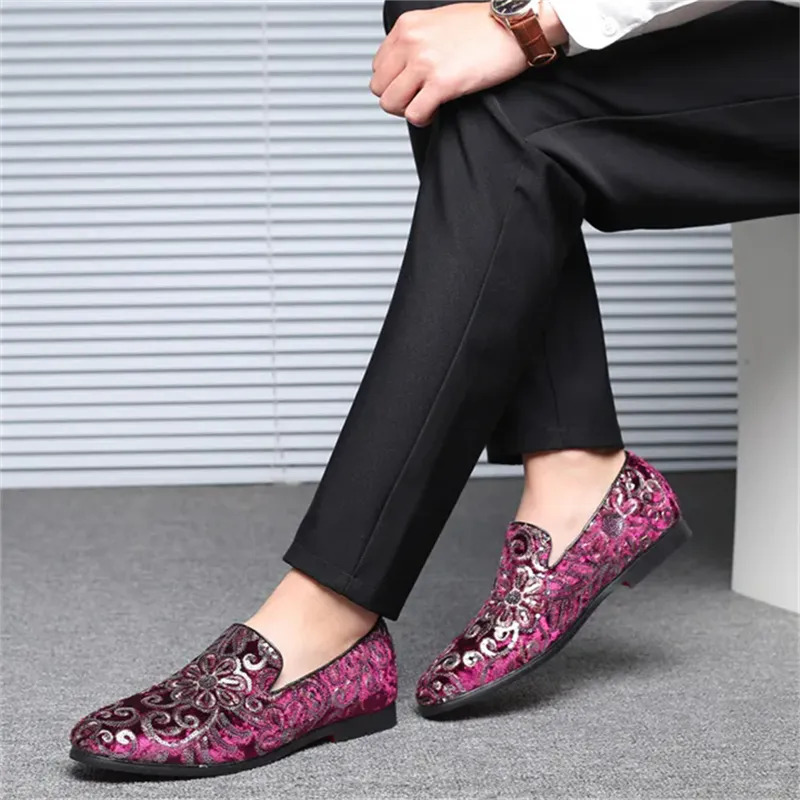 Male Luxurious Floral Sequined Wedding Party Dress Shoes
