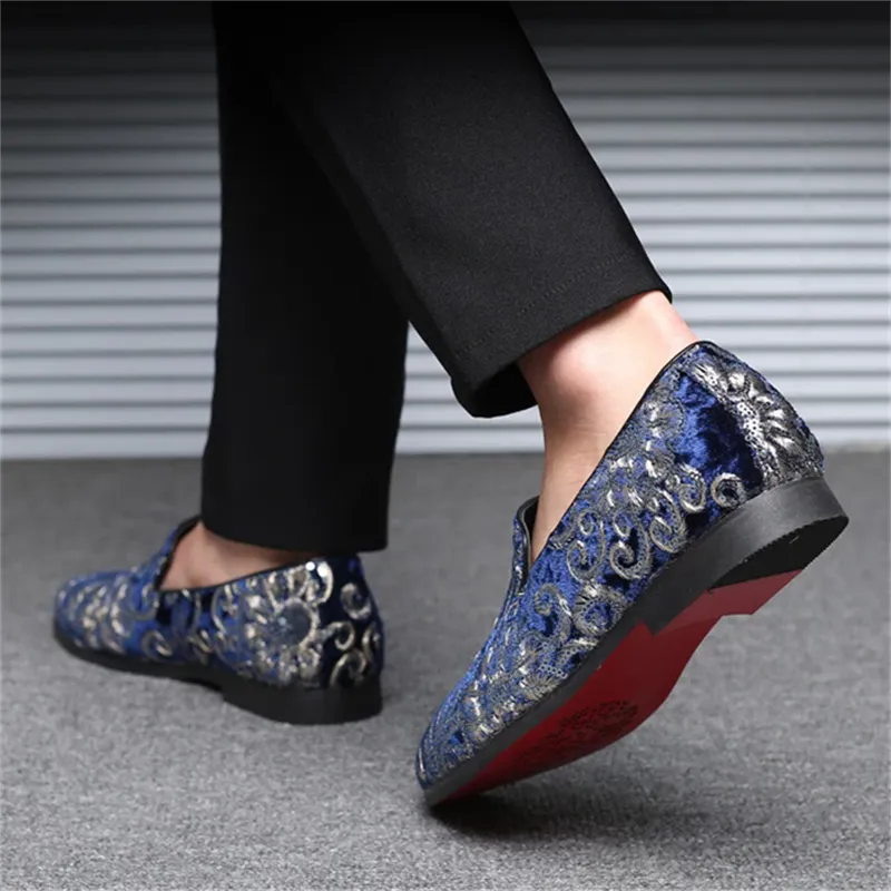 Male Luxurious Floral Sequined Wedding Party Dress Shoes