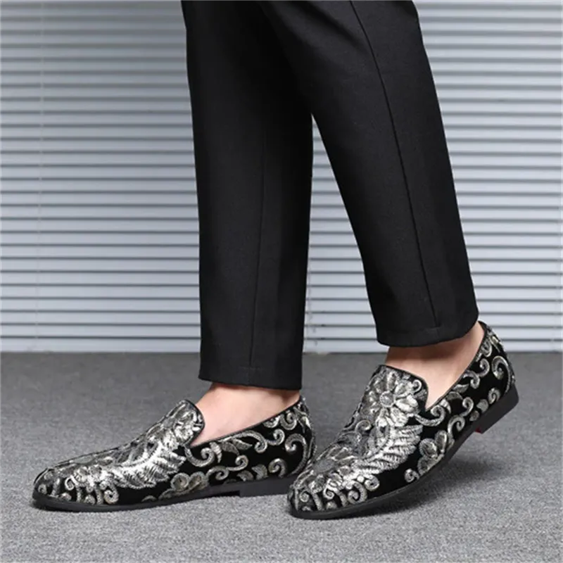 Male Luxurious Floral Sequined Wedding Party Dress Shoes