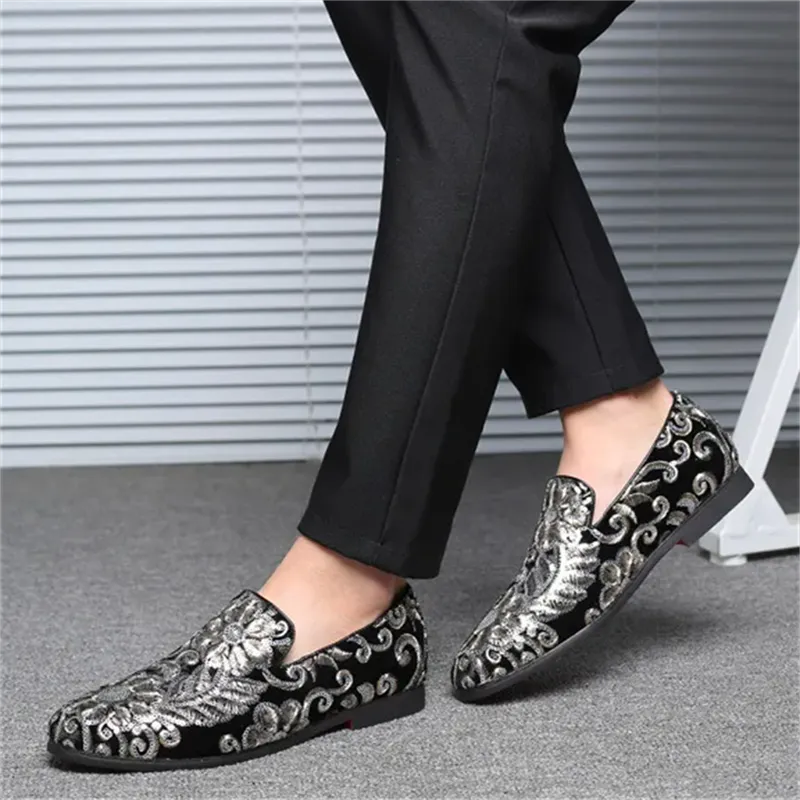 Male Luxurious Floral Sequined Wedding Party Dress Shoes