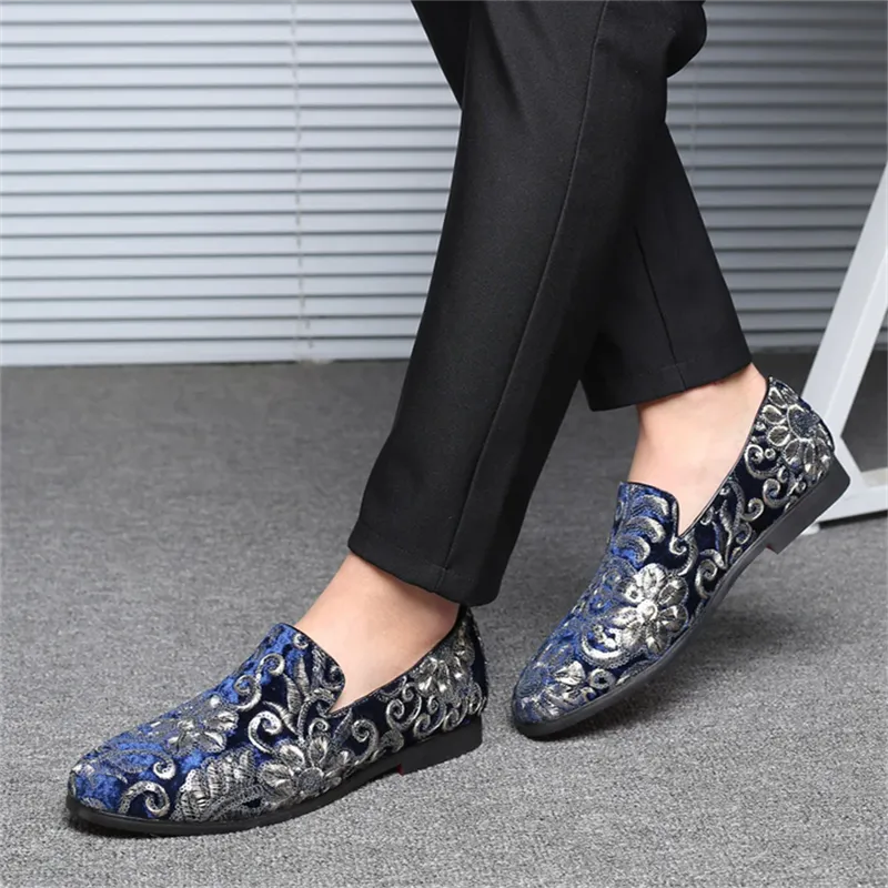 Male Luxurious Floral Sequined Wedding Party Dress Shoes