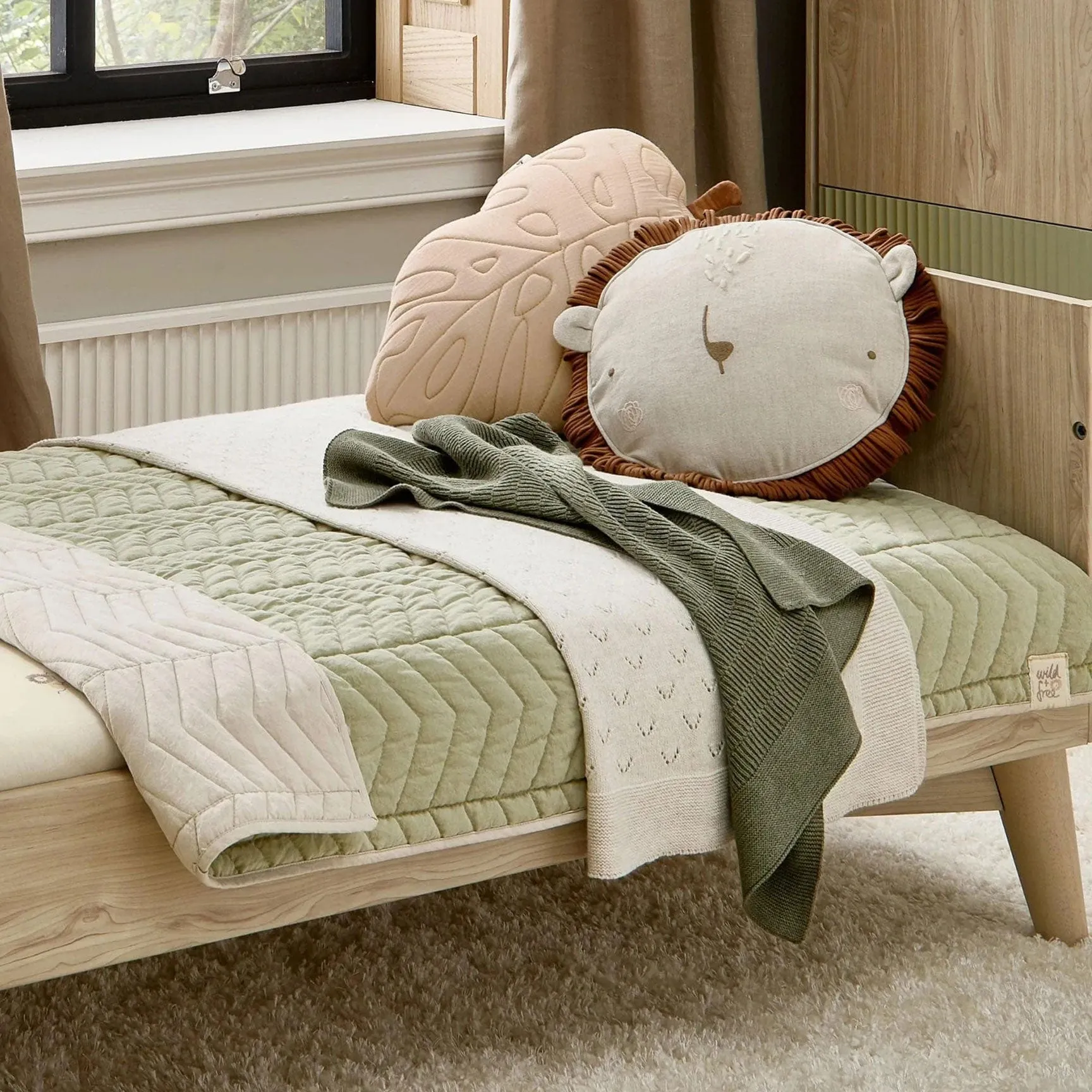 Mamas & Papas Knitted Blanket Small in Khaki Rib