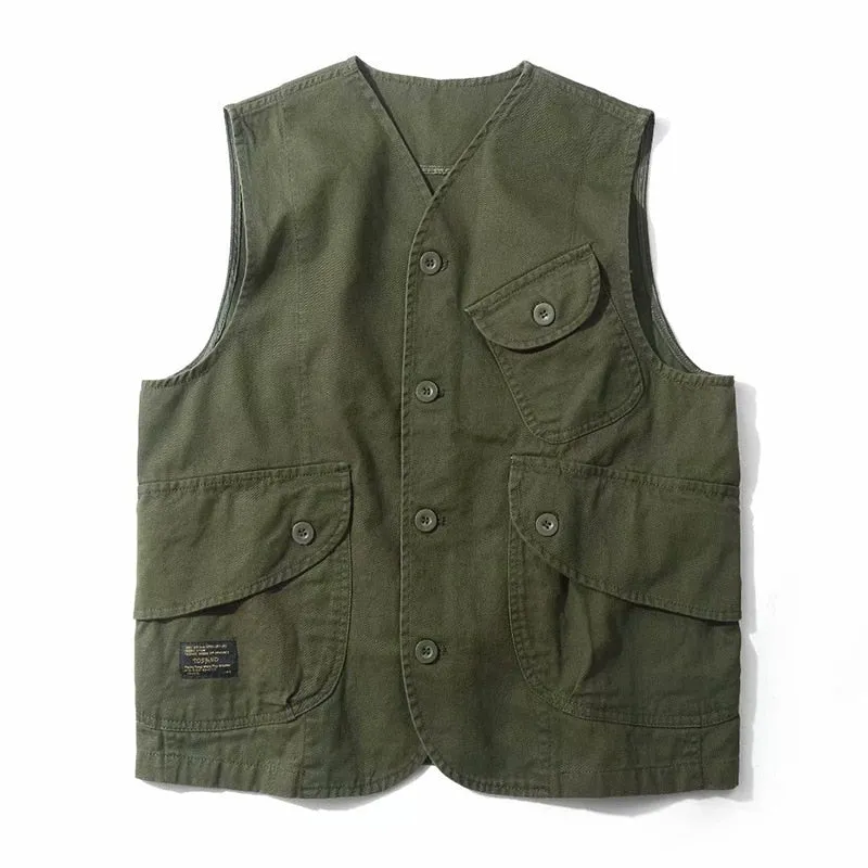 Men Vests Summer Sleeveless Multi-Pocket