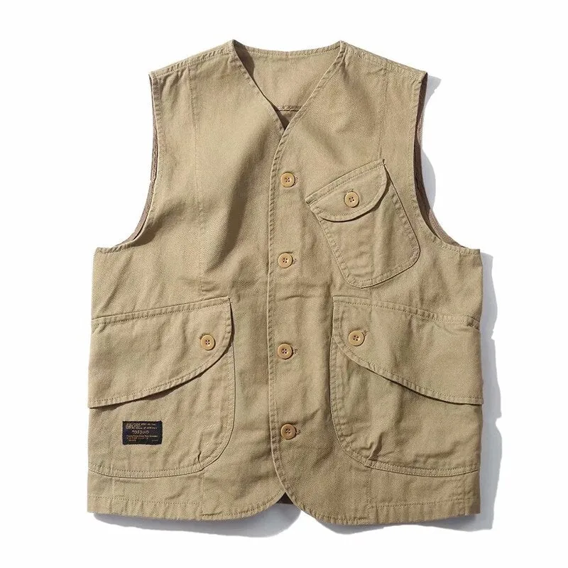 Men Vests Summer Sleeveless Multi-Pocket