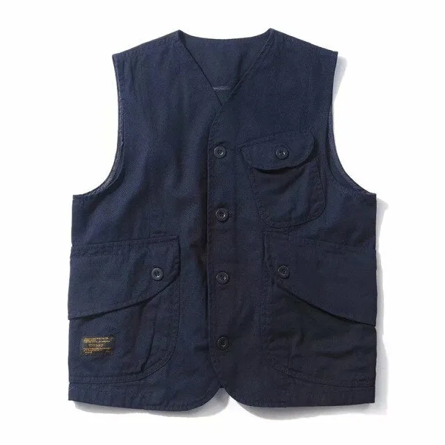 Men Vests Summer Sleeveless Multi-Pocket