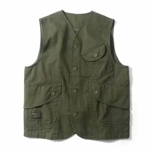 Men Vests Summer Sleeveless Multi-Pocket