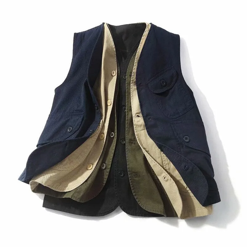Men Vests Summer Sleeveless Multi-Pocket