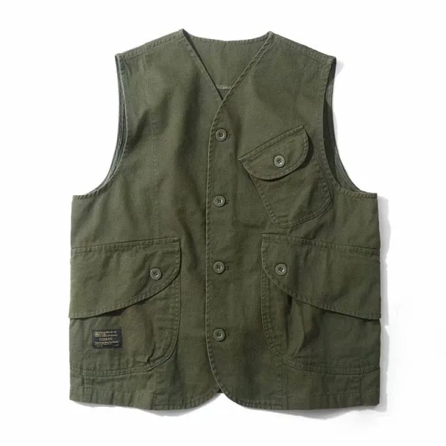 Men Vests Summer Sleeveless Multi-Pocket