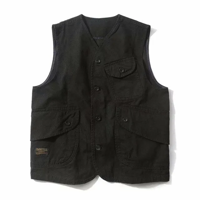 Men Vests Summer Sleeveless Multi-Pocket
