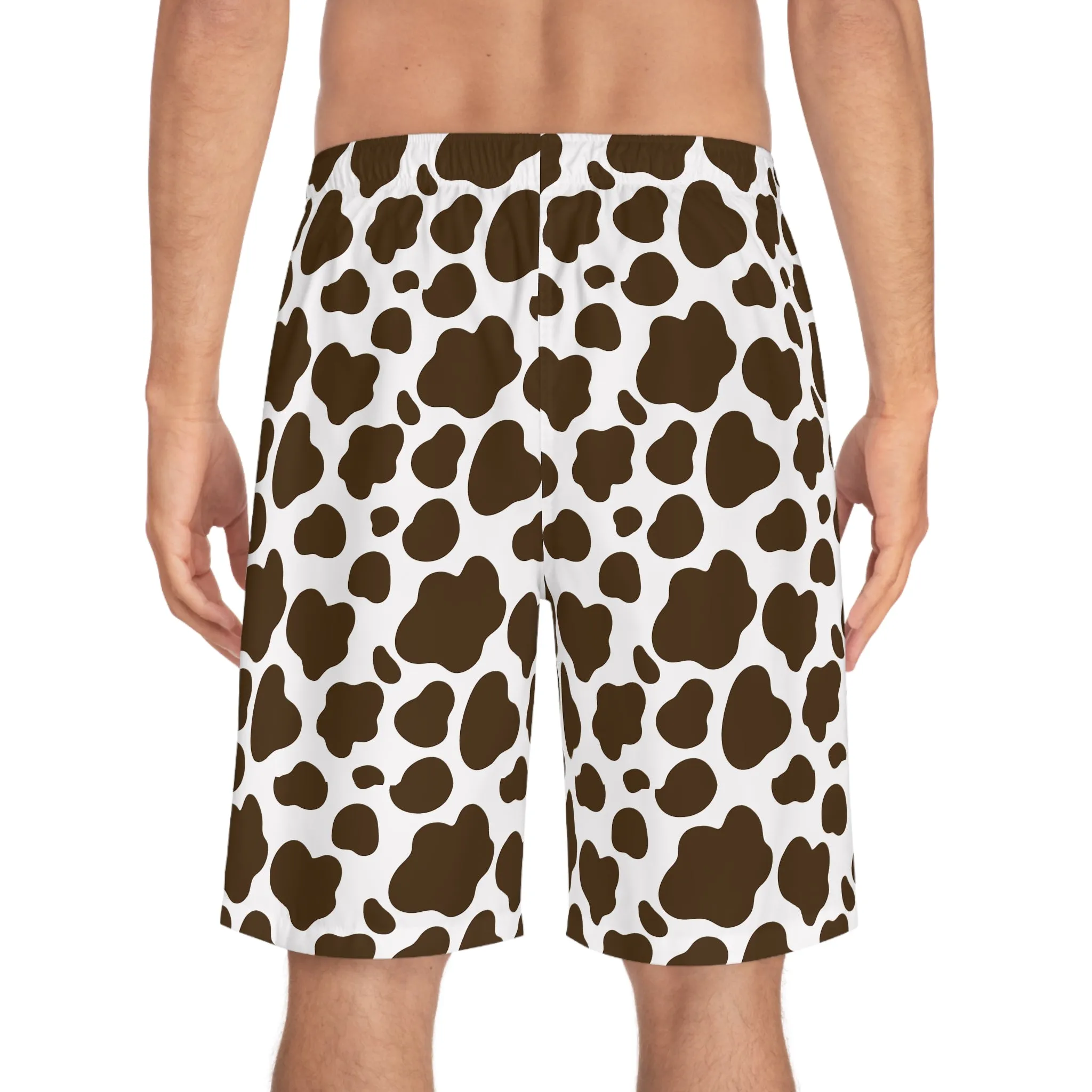 Men's Cow Print Board Shorts - Fun Summer Swimwear for Beach and Pool