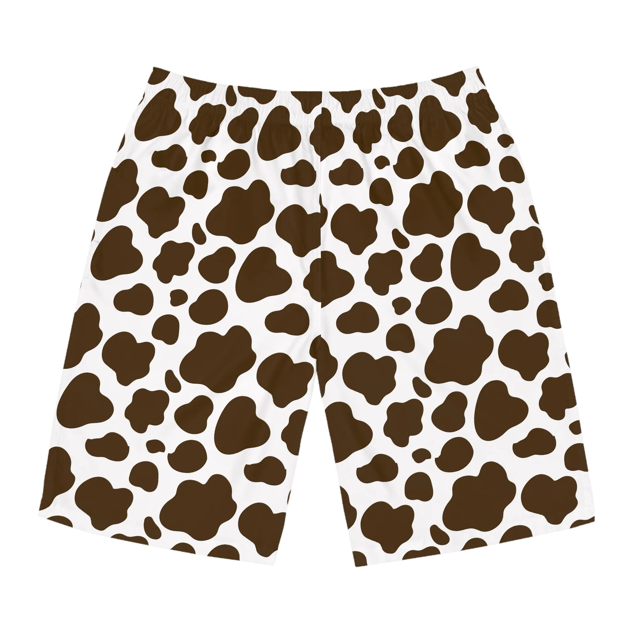Men's Cow Print Board Shorts - Fun Summer Swimwear for Beach and Pool