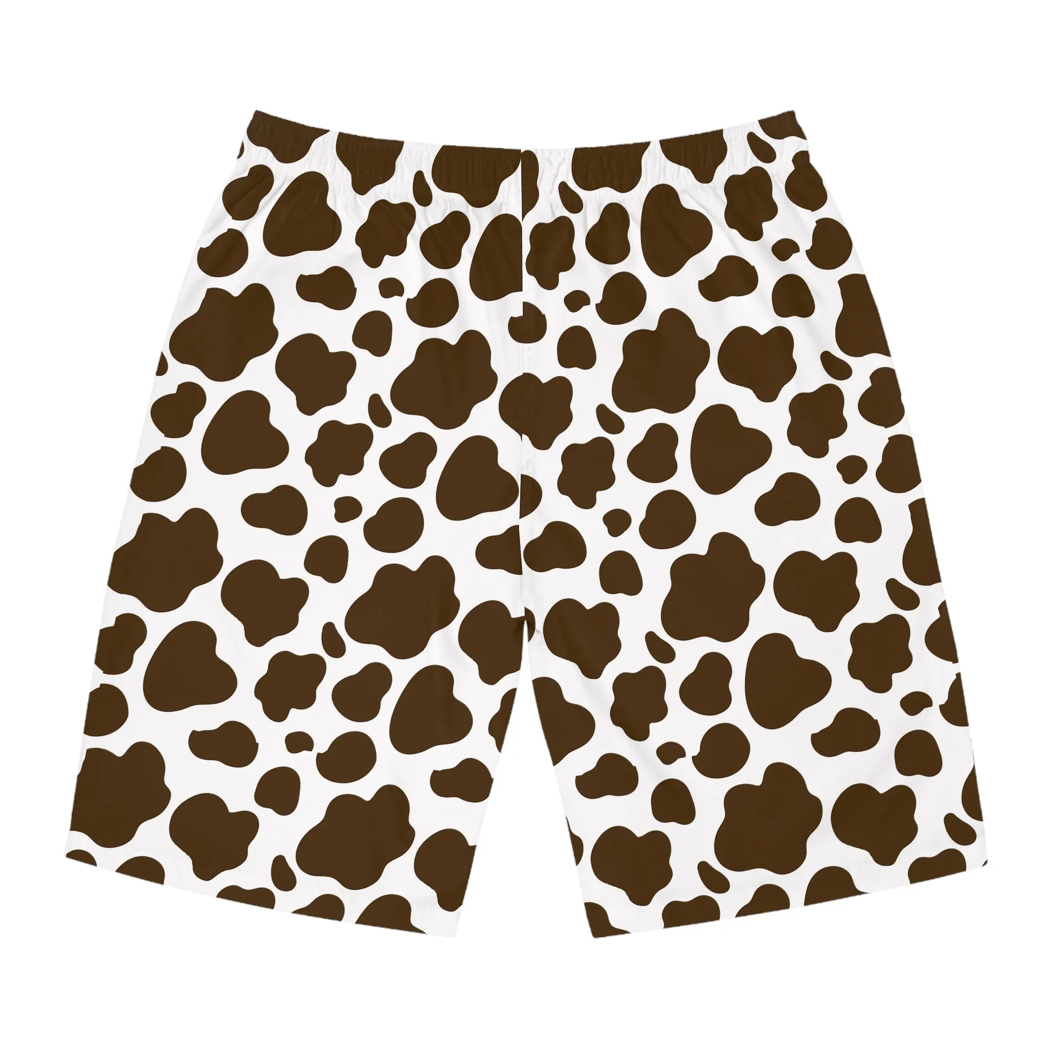 Men's Cow Print Board Shorts - Fun Summer Swimwear for Beach and Pool