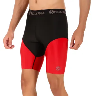 Men's DC Polyester Compression Shorts (Black/Red)