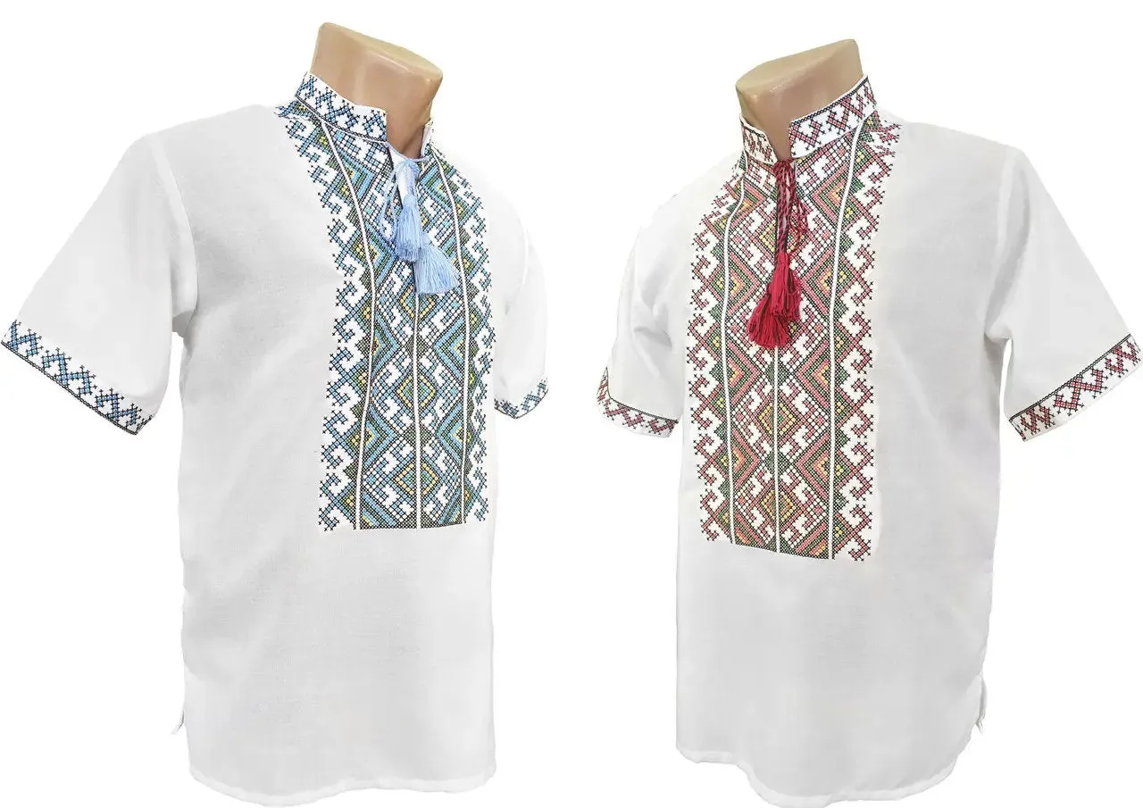Men's embroidered shirt made of homespun fabric