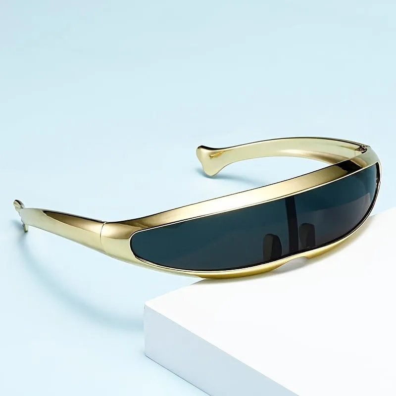 Men'S Futuristic Stylist One-Piece Pc 100% Uv Protection Sunglasses JN523